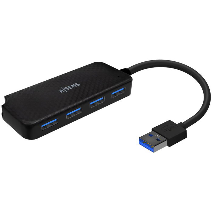 Aisens Hub USB 3.0 4 Puertos Tipo A, Negro, 15cm